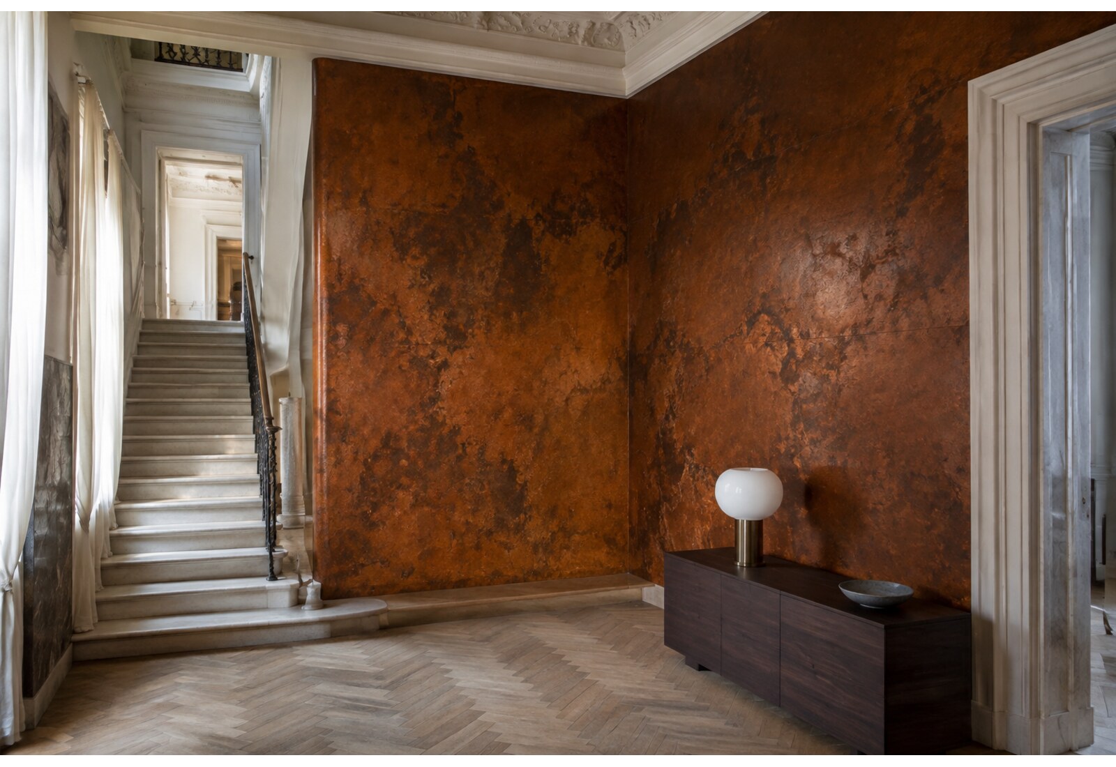 Effetto ossido / Corten applicato su una parete intera