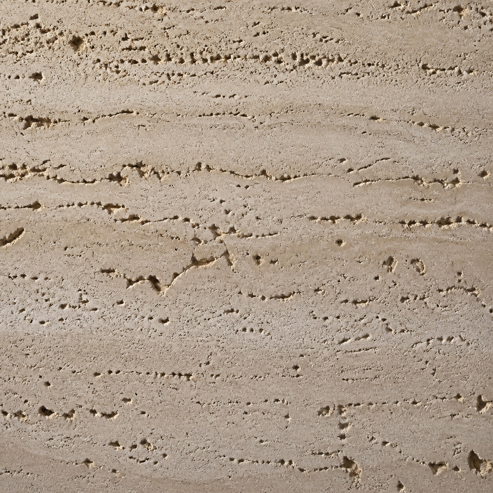 Travertino: superficie opaca naturale, grana grossa, porosa